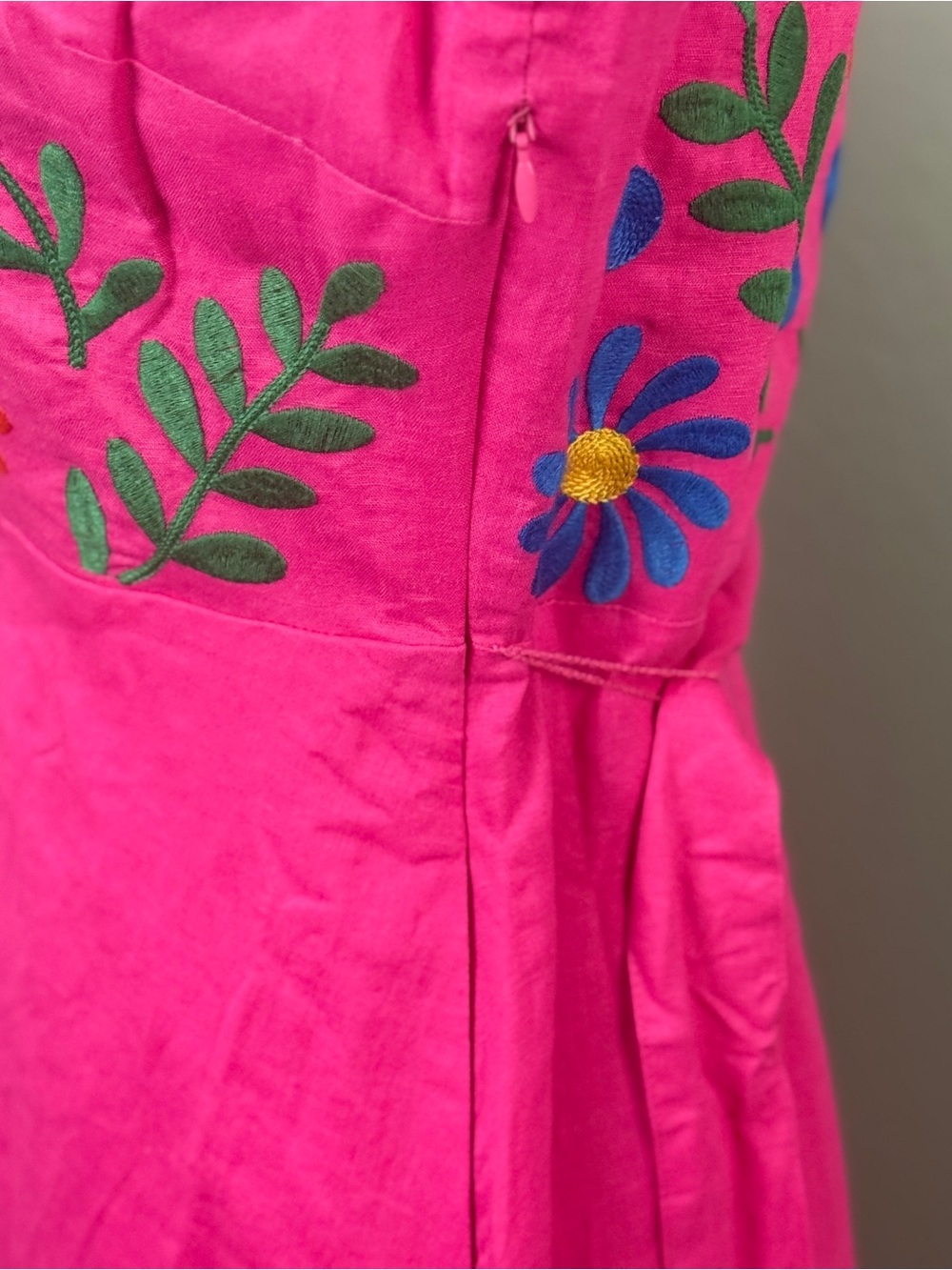 Boden NWT Pink Ava Linen Blend Floral Embroidered Dress Sz 2 Wedding Guest - Picture 10 of 14